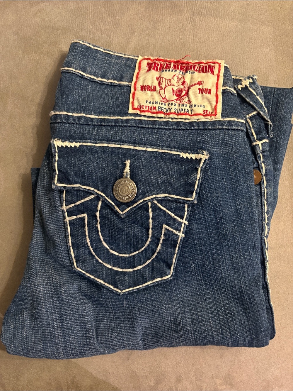 True Religion Women’s Becky Super T Bootcut Jeans with White Contrast Stitching